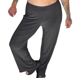 Sympli Wide Leg Pants Side Slit Slinky Jersey Grey Minimalist Canadian Made Sz 8